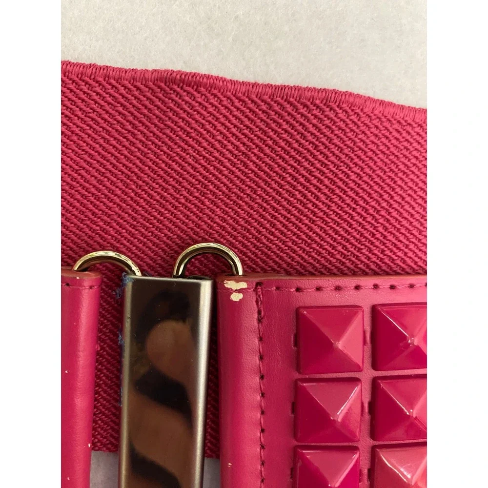 Hot Pink Studded Y2K‎ Elastic Wide Belt Women's Fashion Accessory